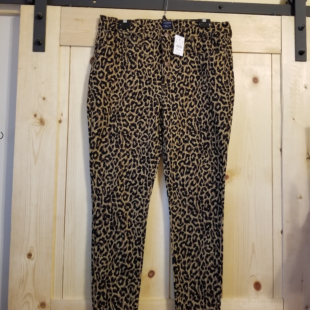 J. Crew High Rise Skinny Leopard Print Jeans NWT